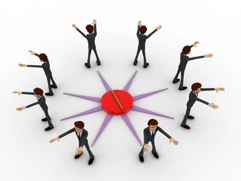 3d man represent direction to all side of compass concept Stock Illustration