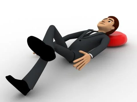3d man resting and sleeping on floor concept Illustrazione stock