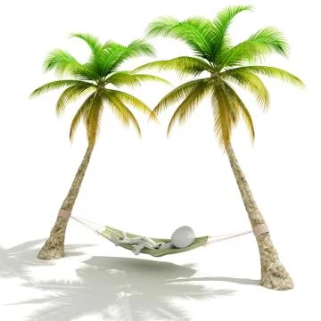 3d man resting, Lying in a  hammock Stock Illustration