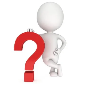 3D man rests on red question mark Stock Illustration