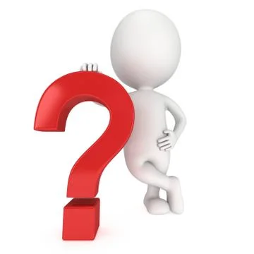 3D man rests on red question mark Stock Illustration