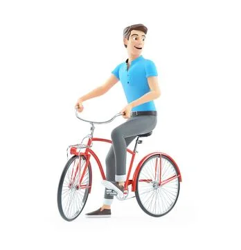 3d man riding bicycle Stock Illustration
