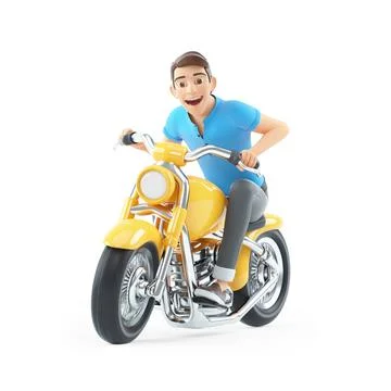 3d man riding a motorcycle Stock Illustration