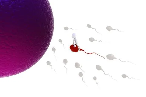 3d man riding a sperm cell Illustrazione stock