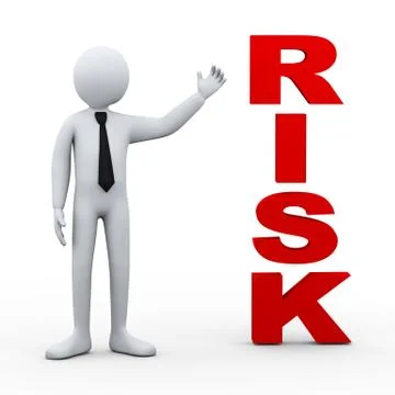 3d man risk word presentation Stock Illustration