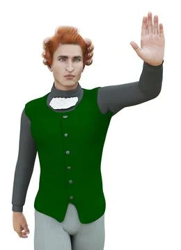 3D Man in rococo green suit Stock Illustration