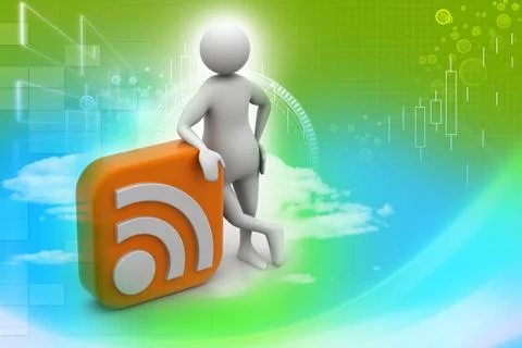 3d man with rss sign Ilustración de archivo