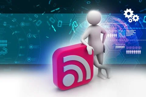 3d man with rss sign Stock Illustration