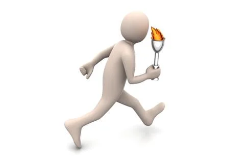 3d man running  with fire Free Stock Illustration