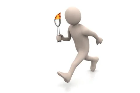 3d man running  with fire Free Stock Illustration
