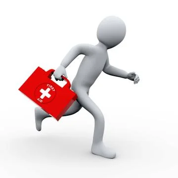 3d man running with first aid kit Stock Illustration