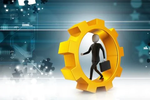 3d man running the gear Stock Illustration
