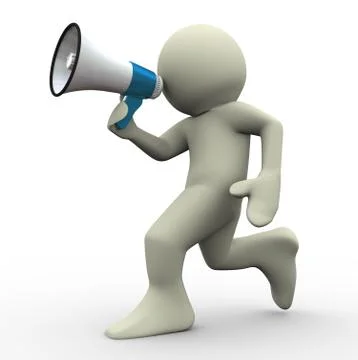 3d man running with megaphone Stock Illustration