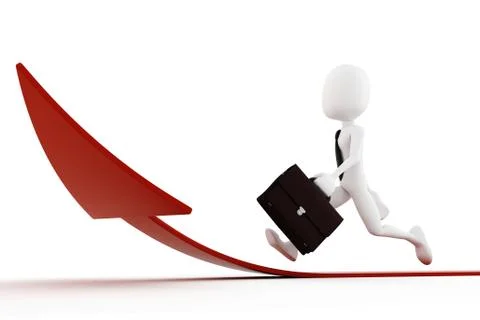 3d man running on a red arrow pointing up Stock Illustration