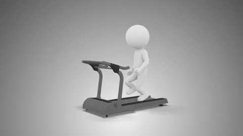 3D Man Running On The Treadmill in a loop Stock Footage 249613966