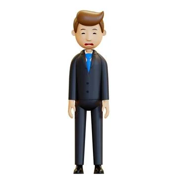 3d man. Sad office worker crying and wiping tears. Stock Illustration