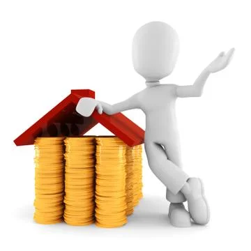 3d man saving money, on white background Stock Illustration
