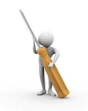 3d man with screw driver Stock Illustration