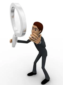 3d man searching and looking through magnifying glass concept 3d man searc... Stock Photos