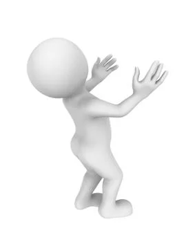 3d man sees something big and surprising. 3d illustration. Stock Illustration