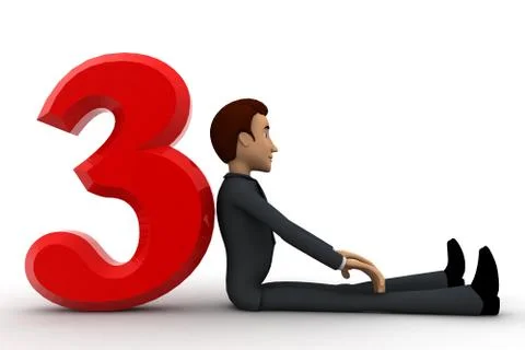 3d man setting beside 3 letter concept Stock Illustration