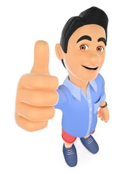 3D Man in shorts with thumb up Stock Illustration