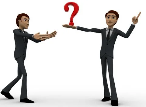 3d man show question mark concept Stock Illustration