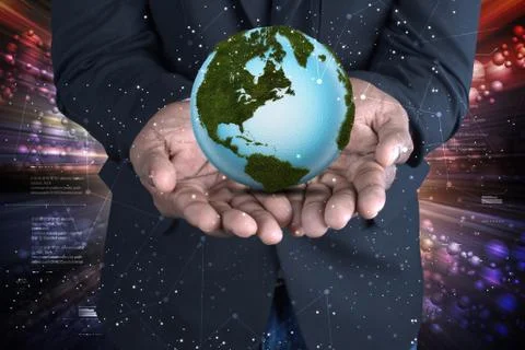 3d man showing globe Stock Illustration