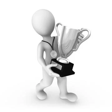 3d man with silver cup. 3d rendered illustration. Stock Illustration