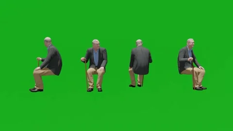 3d man site talk green screen people chroma key background 3d render animation 4 Video stock 195091353