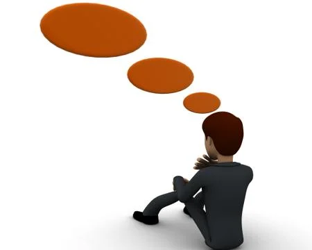 3d man sitting and thinking concept Stock Illustration