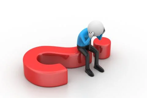 3d man sitting on a question mark Free Stock Illustration