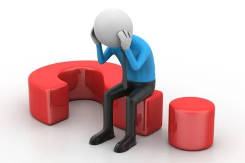 3d man sitting on a question mark Free Stock Illustration