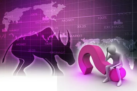 3d man sitting on the question mark Stock Illustration
