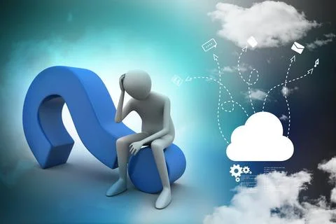 3d man sitting on the question mark 3d man sitting on the question mark Co... Stock Photos