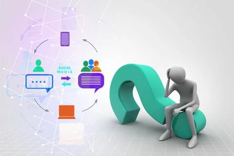 3d man sitting on the question mark 3d man sitting on the question mark Co... Stock Photos