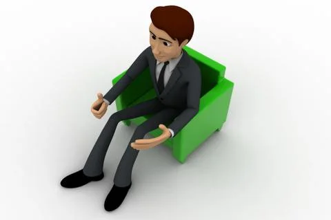 3d man sitting on sofa concept Stock Illustration