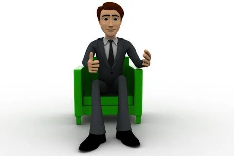 3d man sitting on sofa concept Stock Illustration
