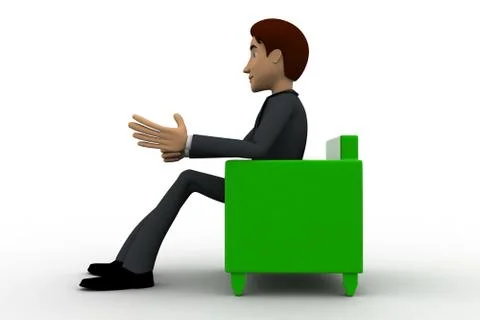 3d man sitting on sofa concept Stock Illustration