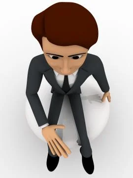 3d man sitting on sphere and thinking concept Stock Illustration