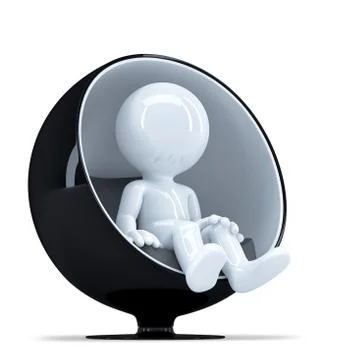 3d Man sitting on the stylish round chair Illustrazione stock