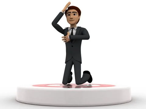 3d man sitting on target concept Stock Illustration