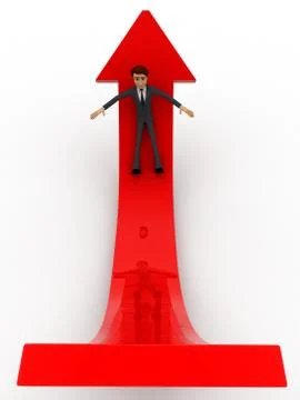 3d man sliding on red arrow concept Stock Illustration