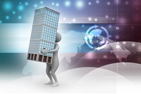 3d man with smart home Illustrazione stock