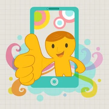 3D man with smart phone Illustrazione stock