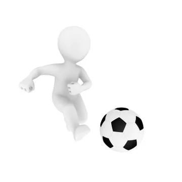 3d man with soccerball isolated on white background. Stock Illustration