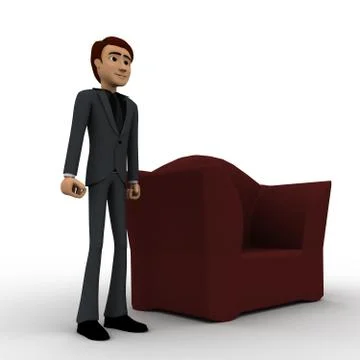 3d man sofa chair concept Stock Illustration