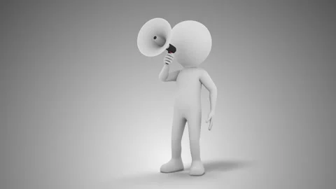 3D Man Speaking With Megaphone in a Loop Stock Footage 249613719