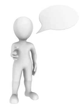 3d man with speech bubble above his head has given a hand for handshake. Stock Illustration