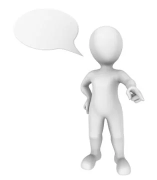 3d man with speech bubble above his head gives the order. Stock Illustration